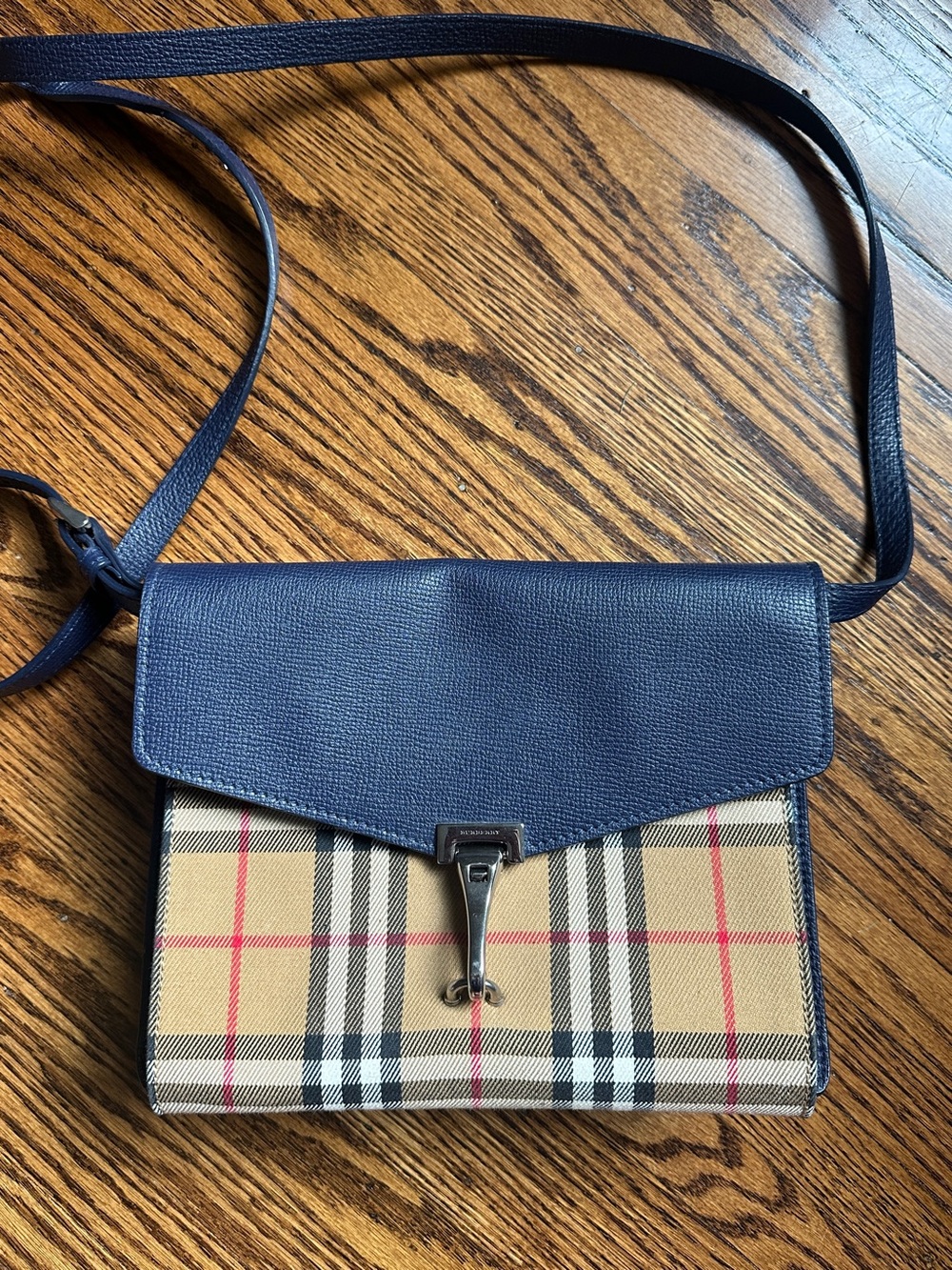 Burberry Navy & Vintage Check Crossbody Shoulder Bag
